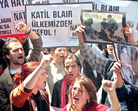 stanbul ve Ankara'da Blair protestosu