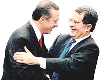 Babakan Erodogan ile AB Komisyonu Bakan Romano Prodi uyum srecinde ok alacak.