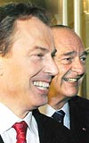 Tony Blair (solda) ve Jacques Chirac