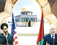Condoleezza Rice, Mahmud Abbas makamnda ziyarete giderken Mukatann iinde bulunan Arafatn mezarnn yanndan hi duraksamadan geti...