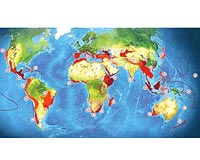 Ekolojik risk altndaki blgeler haritada krmzyla gsterilmi