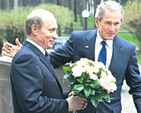 kinci Dnya Savann zafer trenleri iin Rusyaya giden Bushu Putin Moskova dndaki ikametgahnda arlad.