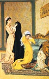 ASLI ÇARŞAFLANAN KADINLAR ... Sothebysin katalogunda Sultanın Gözdesi adıyla yer alan bu tablonun bilinen asıl ismi Çarşaflanan Kadınlar.