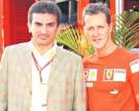 Yanta ve Ferrarinin efsanevi pilotu Michael Schumacher stanbul Parkta bir araya gelmiti.