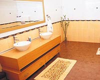 Ahmet Hocann Acarkentteki villasnda byk ve modern tasarml bir banyo da yer alyor.