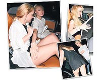 Paris Hilton, Spears byle kapatt. Fakat mini etek giyen Lohana (solda) yardm edemedi!