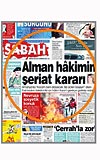 SABAH MANŞETİ... Haber, 21 Mart tarihli SABAH gazetesinde, Alman hâkimin şeriat kararı başlığıyla manşetten verilmişti.