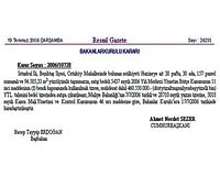 Karayollar�na ait arazinin sat���na ili�kin Bakanlar Kurulu karar� d�n Resmi Gazetede yay�mland�. Sat�� y�ntemine ili�kin bilgi verilmedi.